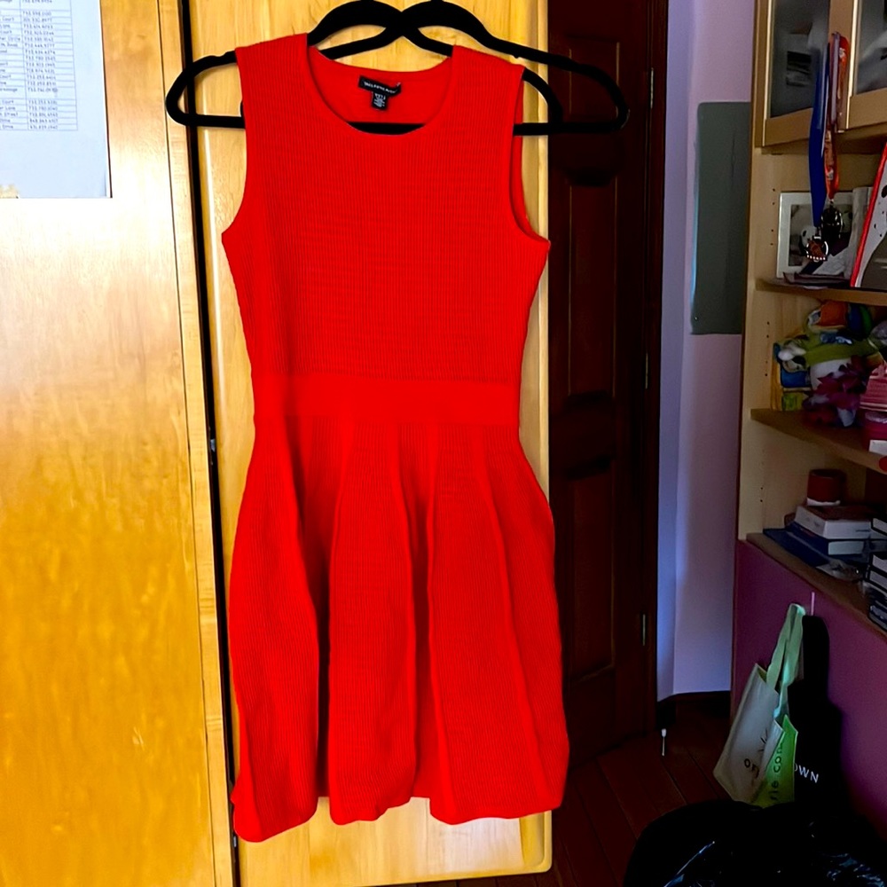 Red mid length dress